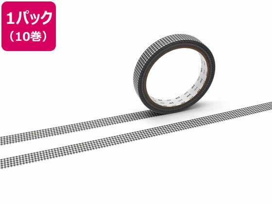 【レビュー投稿で100円OFFクーポン】【お取り寄せ】カモ井 mt large core 細かいギンガムチェックブラック強粘着10巻 デコレーション用マスキング...