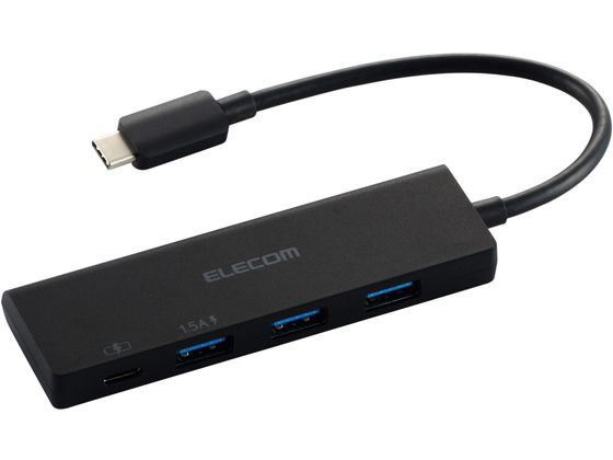 【商品説明】●USB-A・USB Type-C(TM)ポートを搭載したUSB Type-Cプラグ接続USBハブです。ポートの少ないパソコンでも多様な周辺機器を接続できます。 ●USB-Aポート×3、USB Type-Cポート×1を搭載。マウスやキーボード、USBメモリなどをこの1台にまとめて接続できます。 ●USB Type-CポートはUSB Power Deliveryに対応し、最大85Wでパソコンへの給電が可能。データ通信にも対応しています。【仕様】●コネクタ仕様（アップストリーム）：USB　Type−C（TM）プラグ×1［USB　5Gbps（USB3．2（Gen1））／USB2．0／USB1．1］●USBポート（ダウンストリーム）：USB−Aポート×3［USB　5Gbps（USB3．2（Gen1））］、USB　Type−Cポート×1［USB　5Gbps（USB3．2（Gen1））、USB　PowerDelivery対応（最大入力100W／最大出力85W）］●対応OS（Windows）：Windows　11／10●対応OS（mac）：macOS　Sonoma　14●対応OS（iPadOS）：iPadOS　17●対応OS　備考：※各OSの最新バージョンへのアップデートや、サービスパックのインストールが必要になる場合があります。●ケーブル長：約12cm　※コネクター含まず●電源方式：バスパワー／セルフパワー共用●動作環境：温度5℃〜40℃、湿度30％〜80％（結露なきこと）●VCCI：Class　B対応●カラー：ブラック●外形寸法：幅約100mm×奥行約30mm×高さ約10mm　※ケーブル含まず●重量：約36g●保証期間：1年間【備考】※メーカーの都合により、パッケージ・仕様等は予告なく変更になる場合がございます。【検索用キーワード】エレコム　ELECOM　えれこむ　U3HC−H040PBK　U3HCH040PBK　USBハブ　ドッキングステーション　Type−C　USB−C　USB　Type−C　TypeC　タイプC　USBHUB　USB　ハブ　USB3．2　Gen1　USB−A　PD対応　85W　バスパワー　セルフパワー　両対応　薄型　ケーブル　12cm　usbc　hub　usbポート　変換　usb−ハブ　ブラック　PC周辺機器　ネットワーク機器　R825KAUSB-Aポート3つとType-Cポートを搭載した、USB3.2(Gen1)対応Type-C接続USBハブ。