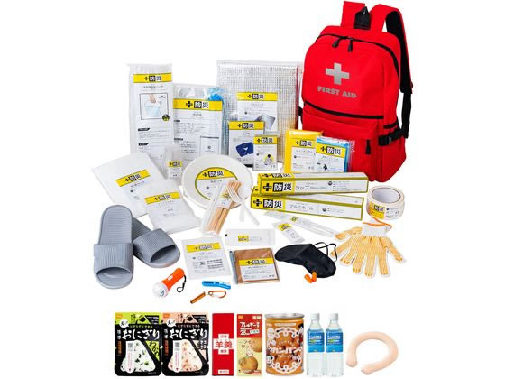 【レビュー投稿で100円OFFクーポン】【メーカー直送】ファミリー・ライフ 防災士が選んだオリジナル防災用品 38点セットDX【代引不可】非常用持ちだし袋 避難グッズ 防災