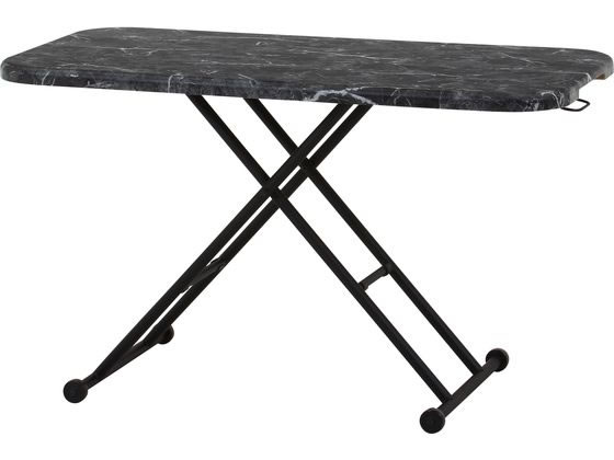 其它 - 【マラソン限定★ポイント2倍】【メーカー直送】不二貿易 ガス昇降フリーテーブル ワイド 大理石風 ブラック【代引不可】ダイニングテーブル テーブル リビング家具 インテリア