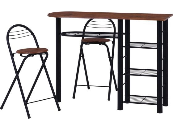 【レビュー投稿で100円OFFクーポン】【メーカー直送】不二貿易 カウンターテーブルチェアセット3点 ブ..