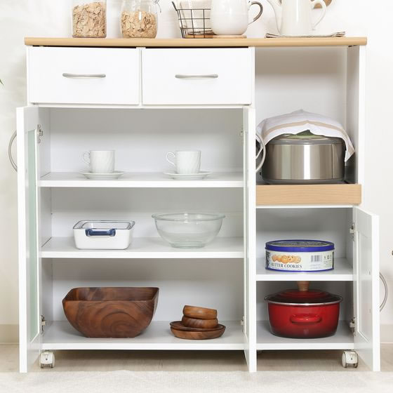 【マラソン限定★ポイント2倍】【メーカー直送】不二貿易 キッチンカウンター サージュ ホワイト×ナチュラル 90幅 96819【代引不可】【お客様組立】キッチンカウンター キッチン収納 収納家具 インテリア 収納