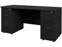 【レビュー投稿で100円OFFクーポン】【メーカー直送】Netforce NUTS(ナッツ) 両袖机 3+3段 W1400×D600 BK【代引不可】【お客様組立】両袖机 スチールデスク ワゴン オフィスデスク 事務机 オフィス家具