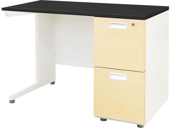 【楽天大感謝祭限定★26日9:59迄ポイント2倍】【メーカー直送】Netforce ナッツ 片袖机 スリム 2段 W1000 WH×BK×NA木目【代引不可】【お客様組立】片袖机 スチールデスク ワゴン オフィスデスク 事務机 オフィス家具