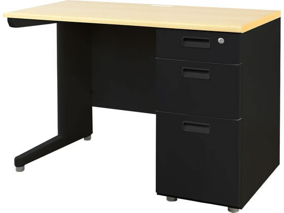 乐天商城 - 【マラソン限定★ポイント2倍】【メーカー直送】Netforce ナッツ 片袖机 スリム 3段 W1000 BK×NA×BK無地【代引不可】【お客様組立】片袖机 スチールデスク ワゴン オフィスデスク 事務机 オフィス家具