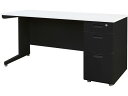 【メーカー直送】Netforce ナッツ 片袖机 スリム 3段 W1400 BK×WH×BK無地【代引不可】【お客様組立】(3)