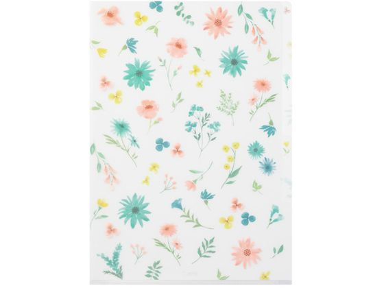 【お取り寄せ】ミドリ 3ポケットクリアホルダー A4 花B 35486006 A4 クリアーホルダー型ポケットファイル クリヤーファイル