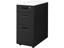 【メーカー直送】Netforce ナッツ 脇机 3段 ホワイト×ブラック LD-WD3SB-WH-BK【代引不可】【お客様組立】