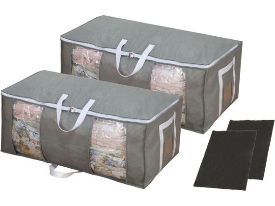 【ポイント10％バック★19日9:59迄】【メーカー直送】ファミリー・ライフ 圧縮収納ボックス2個+竹炭シー..