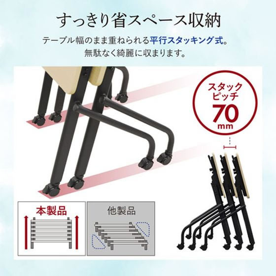 【レビュー投稿で100円OFFクーポン】 【メーカー直送】Netforce フー 平行スタッキングテーブル 幕板付 W1500 BK×NA【代引不可】【お客様組立】 フラップテーブル 折りたたみテーブル 長机 会議用テーブル オフィス家具 [2]