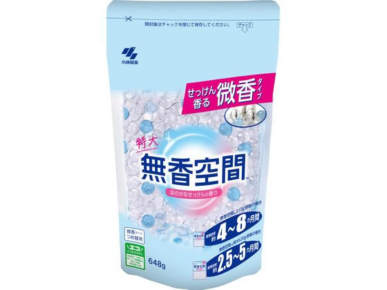 【レビュー投稿で100円OFFクーポン】小林製薬 無香空間 せっけん 特大 つめ替用 648g 置き型タイプ 消臭 芳香剤 室内用 清掃