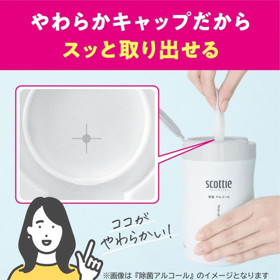 クレシア スコッティ ウェットティシュー 消毒アルコール 本体 80枚 14個 cocodecow-10841896 ココデカウ サンプル画像2