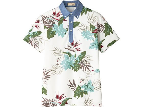 【レビュー投稿で100円OFFクーポン】【お取り寄せ】ボンマックス アロハポロシャツ(リーフ柄) ホワイト M FB4525U-15 ポロシャツ 半袖 シャツ ...