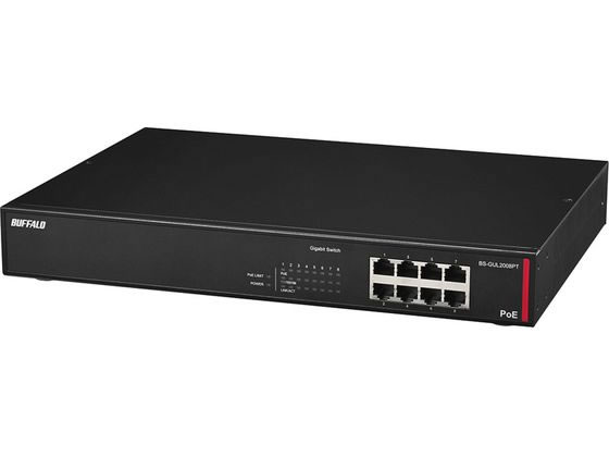 【お取り寄せ】バッファロー 法人向け レイヤー2 Giga PoE アンマネージスイッチ8ポートBK