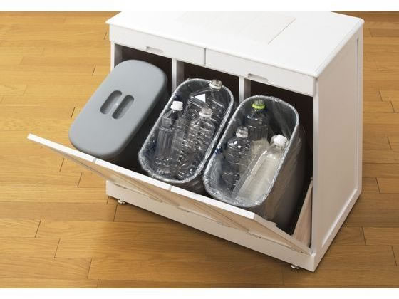 【マラソン限定★2000円クーポン&ポイント2倍】【メーカー直送】ファミリー・ライフ 天然木分別ダストボックス 2分別 ホワイト 0297420【代引不可】分別タイプ ゴミ箱 ゴミ袋 清掃 [2]