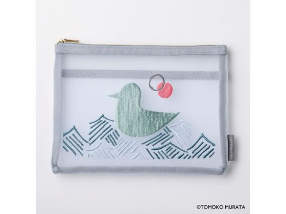 楽天ココデカウ【お取り寄せ】ヒサゴ ムラタトモコ 刺繍メッシュポーチ Seabird（海鳥） UTN311 バッグインバッグ バッグ 日用雑貨