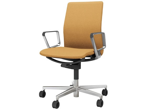 【メーカー直送】ファブレ ポリッシュ脚 茶 肘有 Vキャスター C01P161CUB43433【代引不可】【組立・設置・送料無料】 肘付き　固定肘タイプ 布張りチェア オフィスチェア オフィス家具