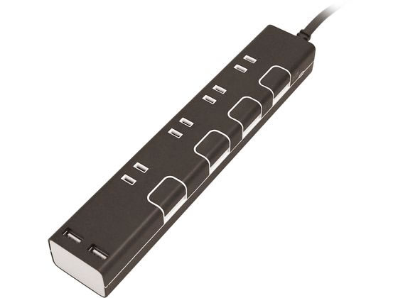 【マラソン限定★ポイント2倍】トップランド USBポート付個別スイッチタップ 4口+USB2口 1m ブラウン コード付き電源タップUSBポート付 電源タップ OAタップ 配線パーツ 家電