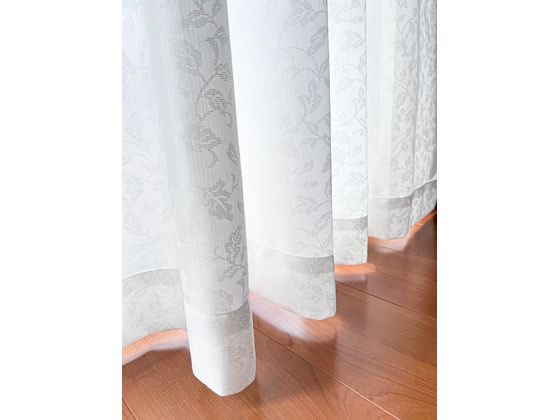 【レビュー投稿で100円OFFクーポン】【メーカー直送】ファミリー・ライフ 省エネレースカーテン 100×88cm 2枚 リーフ【代引不可】レースカーテン カーテン リビング家具 インテリア