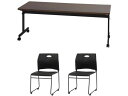 【レビュー投稿で100円OFFクーポン】【メーカー直送】Netforce テーブル1台+チェア2脚セット W1800mmD600 幕板無WNBK【代引不可】【お...