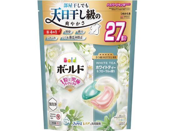 【レビュー投稿で100円OFFクーポン】P&Gジャパン ボールド ジェルボール 4D ホワイトティー 詰替 HJ 27個 液体タイプ 衣料用洗剤 洗剤 清掃