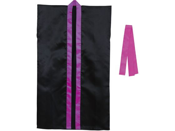 【レビュー投稿で100円OFFクーポン】【お取り寄せ】アーテック サテンロングハッピ(ハチマキ付) 黒(襟紫) M 19094 イベント 季節商品 教材 学童