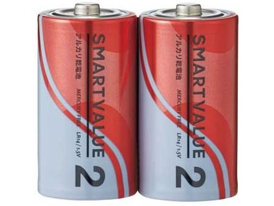 【レビュー投稿で100円OFFクーポン】【お取り寄せ】スマートバリュー アルカリ乾電池 単2×2本 N122J-2P アルカリ乾電池 単2 アルカリ電池 充電池 家電