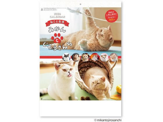 【スーパーSALE限定2,000円クーポン&11日9:59迄ポイント2倍】 【お取り寄せ】新日本カレンダー みかんとじろうさんちカレンダー NK8033 事務用...