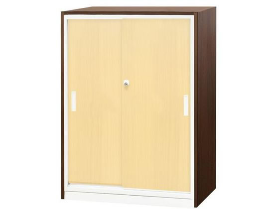 【ブラックフライデー限定★27日9:59迄店内ポイント2倍】【メーカー直送】Netforce イーセンブリー 書庫 3段 シリンダー錠 ナチュラル ウォールナット【代引不可】【お客様組立】引違い書庫 スチールキャビネット ロッカー オフィス家具