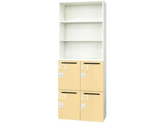 【ブラックフライデー限定★27日9:59迄店内ポイント2倍】【メーカー直送】Netforce イーセンブリー 書庫+ロッカー 4人用 3段 ナチュラル【代引不可】【お客様組立】オープン書庫 スチールキャビネット ロッカー オフィス家具