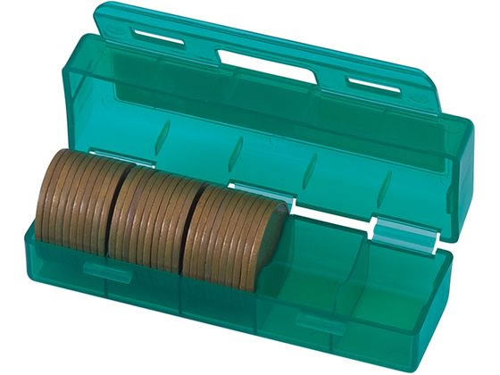 【商品説明】硬貨の整理、集計に便利なコインケースです。10枚ごとに仕切りがついているので、集計しやすくなっています。上蓋にも仕切りをつけることで硬貨の飛散を防止します。2箇所の留め具で上蓋を固定し、落下時でもケースが開きにくい安心設計です。硬貨別に色分けされているので管理もひと目でわかりやすく効率的です。【仕様】●サイズ：幅86×奥行32×高さ27mm●重量：13g●材質：プラスチック●色：グリーン●硬貨飛散防止機能●10枚区切り●硬貨収納枚数：10円硬貨50枚【備考】※メーカーの都合により、パッケージ・仕様等は予告なく変更になる場合がございます。【検索用キーワード】カール　かーる　かーるじむき　カール事務器　カール事務機　カールジムキ　CARL　Carl　コインケース　コインカウンター　コインカウンター　キャッシュケース　手提げ金庫　手提金庫　金庫　コインレジ　レジスター　キャッシュボックス　コインボックス　飛散防止　釣り銭　店舗用品　金銭保管用品　現金管理用品　小口現金　フリマ　フリーマーケット　バザー　キッチンカー　50枚　グリーン　緑　ミドリ　みどり　CX−10−G　CX−10　1個　1　現金管理　コイン整理用品　R469ML持ち運びに便利な硬貨飛散防止付き！