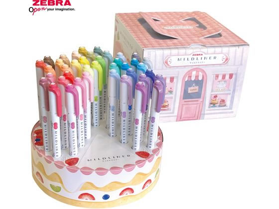 【レビュー投稿で100円OFFクーポン】ゼブラ マイルドライナー40本 ケーキ型ペン立てセット WKT7-40-CAKE マイルドライナー 水性ペン 水性マーカ...