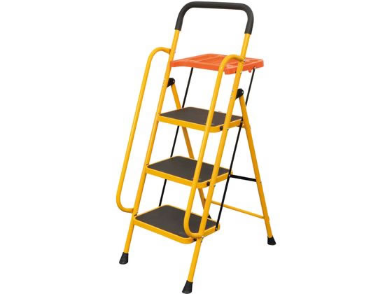【レビュー投稿で100円OFFクーポン】【メーカー直送】ファミリー・ライフ 安心の両手すり付き脚立 トレー付き 3段 04633【代引不可】【お客様組立】脚立 はしご 踏み台 作業