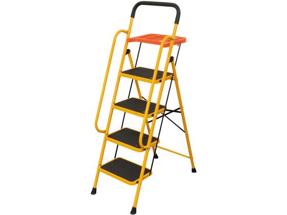【レビュー投稿で100円OFFクーポン】【メーカー直送】ファミリー・ライフ 安心の両手すり付き脚立 トレー付き 4段 04634【代引不可】【お客様組立】脚立 はしご 踏み台 作業