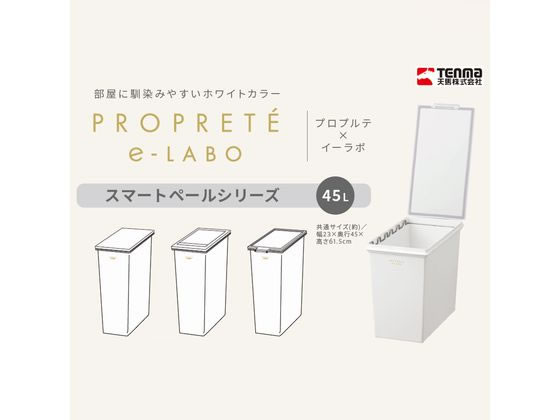 【マラソン限定★ポイント2倍】 【お取り寄せ】天馬 スリム ゴミ箱 45L フタ付き ワンタッチ開閉 大容量 ホワイト 分別タイプ ゴミ箱 ゴミ袋 清掃 [3]