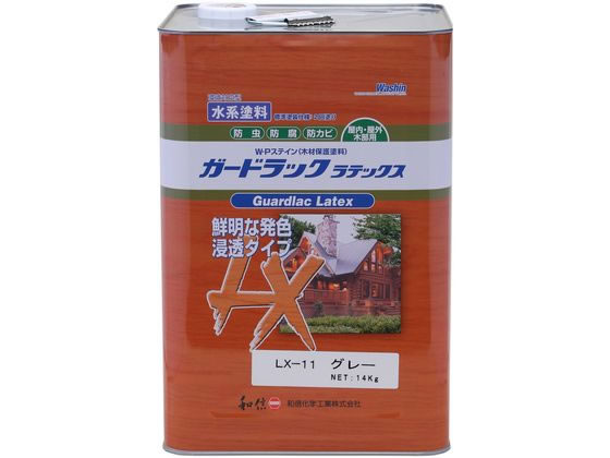 【商品説明】主な用途：ウッドデッキ、ガーデンテーブル、プランターなどの屋外木部【仕様】●サイズ（横×縦×高さ）：238mm×238mm×353mm●重量：15．2kg【備考】※メーカーの都合により、パッケージ・仕様等は予告なく変更になる場合がございます。【検索用キーワード】和信ペイント　ガードラックラテックス　グレー　14kg　950231　R704MP木目を生かした鮮明な発色、新しい木部の塗装に最適