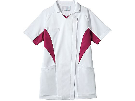 【お取り寄せ】住商モンブラン ナースジャケット 半袖 白／バーガンディ LL MN357-18