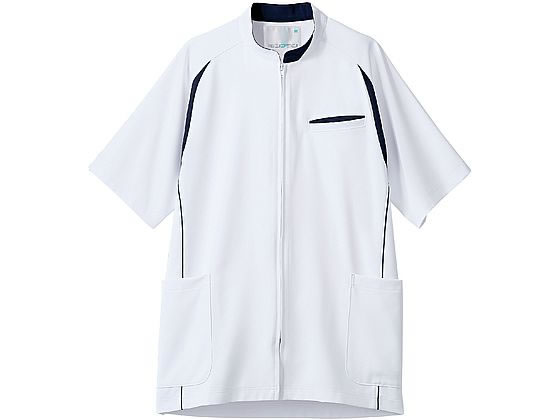 【レビュー投稿で100円OFFクーポン】【お取り寄せ】住商モンブラン ジャケット メンズ 半袖 白／ネイビー 3L MJ552-0109 白衣ジャケット 医療服 ユニフォーム