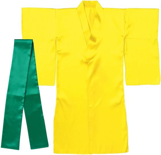 樂天商城 - 【マラソン限定★ポイント2倍】【お取り寄せ】アーテック ソフトサテン 着物 おくみ付 黄 帯緑 19185 コスチューム イベント 季節商品 教材 学童