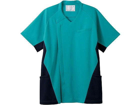 【レビュー投稿で100円OFFクーポン】【お取り寄せ】住商モンブラン スクラブ メンズ 半袖 ターコイズ／ネイビー M MS859-49 スクラブ 医療服 ユニフォーム