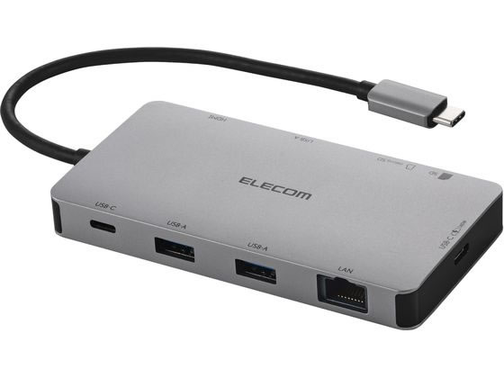【楽天スーパーSALE限定★ポイント2倍＆2,000円クーポン】エレコム Type-Cドッキングステーション 9-in-1 シルバー DST-090BP1SV USBハブ ドッキングステーション PC周辺機器 パソコン 家電