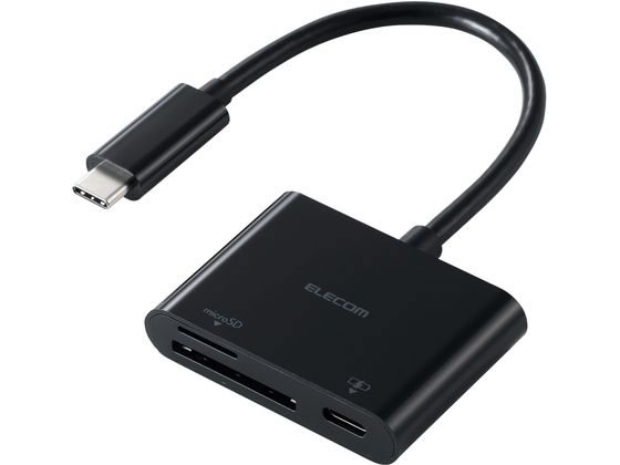 【楽天スーパーSALE限定★ポイント2倍＆2,000円クーポン】【お取り寄せ】エレコム SDカードリーダー Type-C PD100W 黒 MR3C-C20PBK カードリーダー バーコードリーダー PC周辺機器 パソコン 家電