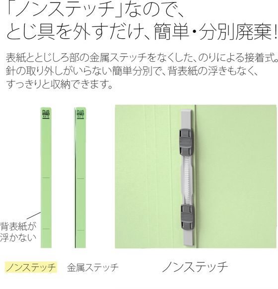 【レビュー投稿で100円OFFクーポン】プラス フラットファイル 縦罫線タイプ B6E グリーン NO.052NT／98-286 通常タイプ フラットファイル 紙製 レターファイル