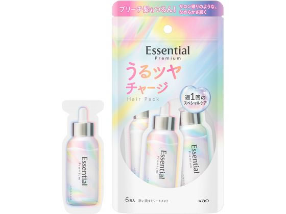 【レビュー投稿で100円OFFクーポン】KAO エッセンシャル プレミアム うるツヤチャージ ヘアパック 6包 インバス 浴室内用 トリートメント ヘアケア