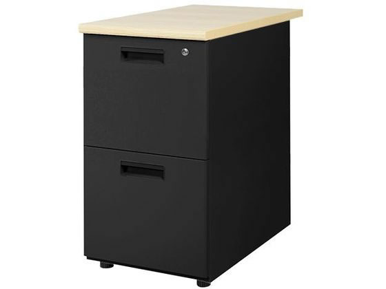 【楽天スーパーSALE限定★ポイント2倍＆2,000円クーポン】【メーカー直送】Netforce ナッツ 脇机 2段 幅400mm ブラック×ナチュラル LD-WD2B-FW-BKNA【代引不可】【お客様組立】脇机 ワゴン 木製デスク オフィスデスク 事務机 オフィス家具