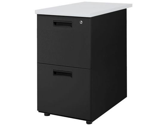 【楽天スーパーSALE限定★ポイント2倍＆2,000円クーポン】【メーカー直送】Netforce ナッツ 脇机 2段 幅400mm ブラック×ニューグレー LD-WD2B-FW-BKNG【代引不可】【お客様組立】脇机 ワゴン 木製デスク オフィスデスク 事務机 オフィス家具