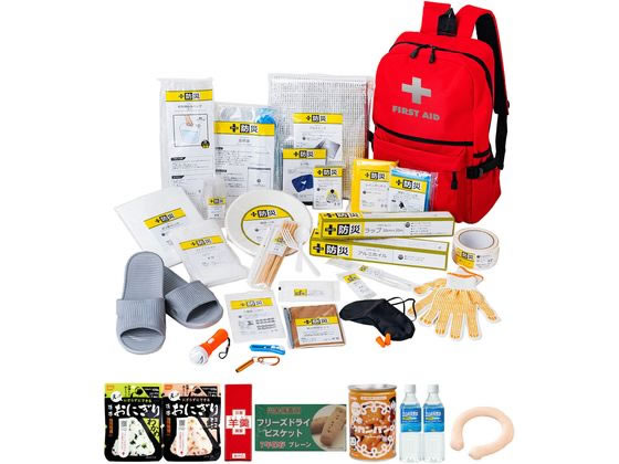【マラソン限定★ポイント2倍】【メーカー直送】ファミリー・ライフ 2026年度版オリジナル防災用品38点セットDX a36137【代引不可】非常用持ちだし袋 避難グッズ 防災