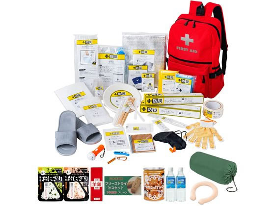 【マラソン限定★ポイント2倍】【メーカー直送】ファミリー・ライフ 2026年度版オリジナル防災用品39点セットDX a36138【代引不可】非常用持ちだし袋 避難グッズ 防災