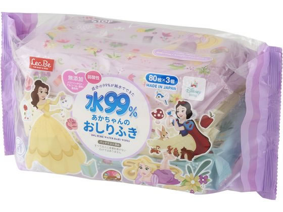 【レビュー投稿で100円OFFクーポン】レック RAあかちゃんのおしりふき ディズニープリンセス 80枚×3個 おしりふき オムツ ベビーケア