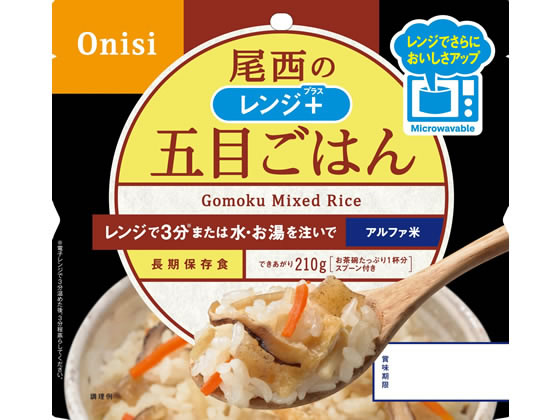 樂天商城 - 【レビュー投稿で100円OFFクーポン】尾西食品 80g尾西のレンジ+(プラス)五目ごはん 1023 食品 飲料 備蓄 常備品 防災